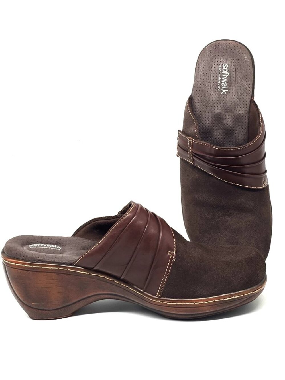Softwalk Mason Brown Comfort Slip-on Clog S1356-214 Women's Size 6M